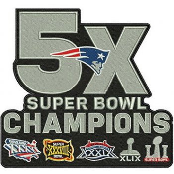 NFL Super Bowl Champs New England Patriots 5X Champions Patch