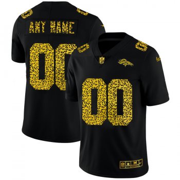 Denver Broncos Custom Men's Nike Leopard Print Fashion Vapor Limited NFL Jersey Black