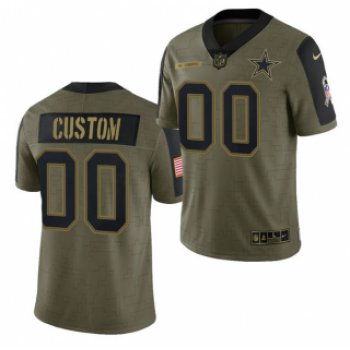 Men's Olive Dallas Cowboys ACTIVE PLAYER Custom 2021 Salute To Service Limited Stitched Jersey