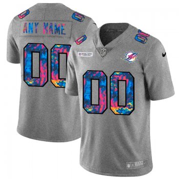 Miami Dolphins Custom Men's Nike Multi-Color 2020 NFL Crucial Catch Vapor Untouchable Limited Jersey Greyheather