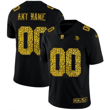 Minnesota Vikings Custom Men's Nike Leopard Print Fashion Vapor Limited NFL Jersey Black