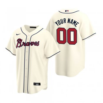 Men's Atlanta Braves Custom Nike Cream 2020 Stitched MLB Cool Base Jersey