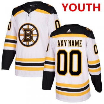 Youth Adidas Boston Bruins NHL Authentic White Customized Jersey