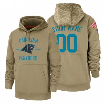 Carolina Panthers Custom Nike Tan 2019 Salute To Service Name & Number Sideline Therma Pullover Hoodie