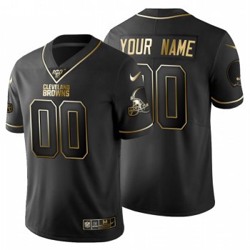 Cleveland Browns Custom Men's Nike Black Golden Limited NFL 100 Jersey