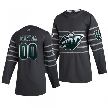 Men's 2020 NHL All-Star Game Minnesota Wild Custom Authentic adidas Gray Jersey