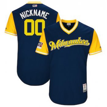 Custom Men's Milwaukee Brewers Majestic Navy 2017 Players Weekend Authentic Team Jersey