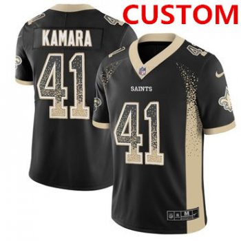 Nike New Orleans Saints Custom Black Team Color Men's Stitched NFL Limited Rush Drift Fashion Jersey