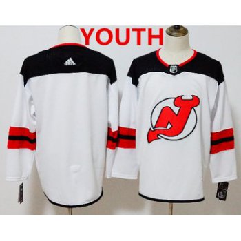 Custom Youth New Jersey Devils White Home Authentic Stitched 2017-2018 Adidas NHL Jersey