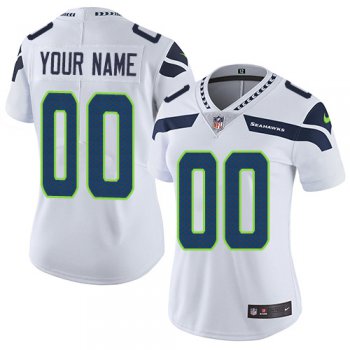 Women's Nike Seattle Sehawks Road White Customized Vapor Untouchable Limited NFL Jersey