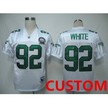 Custom Philadelphia Eagles White Throwback 99TH Jersey