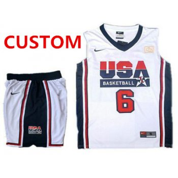 Custom USA Basketball Retro 1992 Olympic Dream Team White Basketball Suit