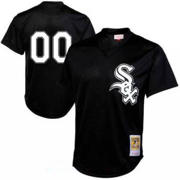 Men's Chicago White Sox Black Mesh Batting Practice Throwback Majestic Cooperstown Collection Custom Baseball Jersey