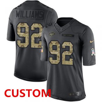 Custom Men's New York Jets Black Anthracite 2016 Salute To Service Stitched NFL Nike Limited Jersey