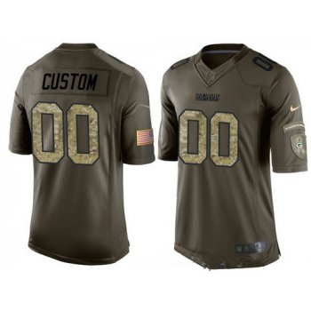 Men's Green Bay Packers Custom Olive Camo Salute To Service Veterans Day NFL Nike Limited Jersey