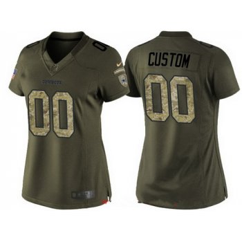 Women's Dallas Cowboys Custom Olive Camo Salute To Service Veterans Day NFL Nike Limited Jersey