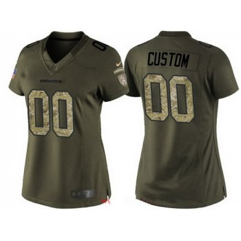 Women's Denver Broncos Custom Olive Camo Salute To Service Veterans Day NFL Nike Limited Jersey