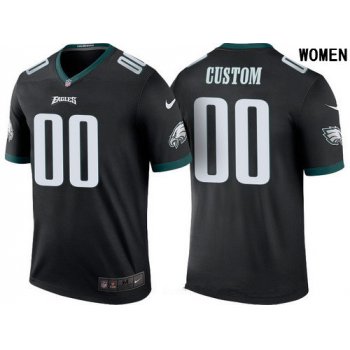 Women's Philadelphia Eagles Black Custom Color Rush Legend NFL Nike Limited Jersey