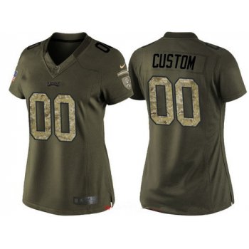 Women's Philadelphia Eagles Custom Olive Camo Salute To Service Veterans Day NFL Nike Limited Jersey