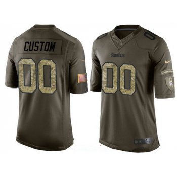 Youth Pittsburgh Steelers Custom Olive Camo Salute To Service Veterans Day NFL Nike Limited Jersey