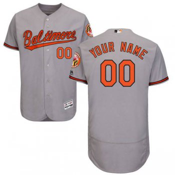 Mens Baltimore Orioles Grey Customized Flexbase Majestic MLB Collection Jersey