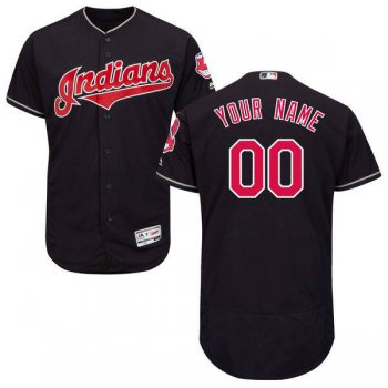 Mens Cleveland Indians Navy Blue Customized Flexbase Majestic MLB Collection Jersey