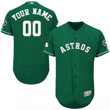 Mens Houston Astros Green Celtic Customized Flexbase Majestic MLB Collection Jersey