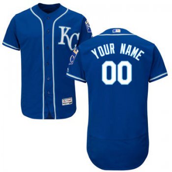 Men's Kansas City Royals Customized Navy Blue KC 2016 Flexbase Majestic Collection Baseball Jersey