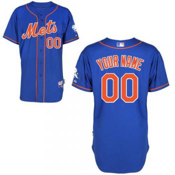 Men's New York Mets Customized Blue With Orange Jersey With 2015 Mr. Met Patch