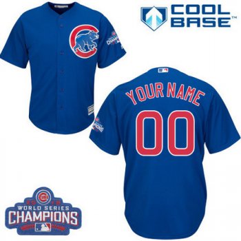 Men's Chicago Cubs Custom Royal Blue 2016 World Series Champions Majestic Cool Base MLB Jersey
