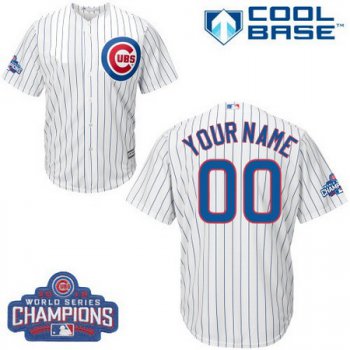 Men's Chicago Cubs Custom White Home 2016 World Series Champions Majestic Cool Base MLB Jersey
