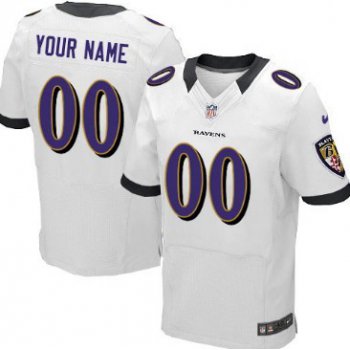 Men's Nike Baltimore Ravens Customized White Elite Jersey