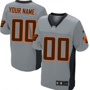 Men's Nike Cleveland Browns Customized Gray Shadow Elite Jersey