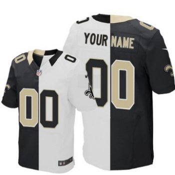 Men's Nike New Orleans Saints Customized Black/White Two Tone Elite Jersey