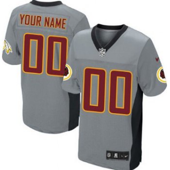 Men's Nike Washington Redskins Customized Gray Shadow Elite Jersey