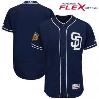 Men's San Diego Padres Majestic Navy Blue 2017 Spring Training Authentic Flex Base Stitched MLB Custom Jersey