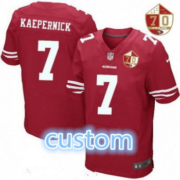Men's San Francisco 49ers custom Scarlet Red 70th Anniversary Patch Stitched NFL Nike Elite Jersey