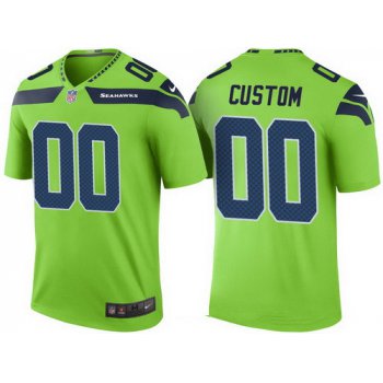 Men's Seattle Seahawks Green Custom Color Rush Legend NFL Nike Limited Jersey