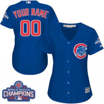 Women's Chicago Cubs Custom Royal Blue 2016 World Series Champions Majestic Cool Base MLB Jersey