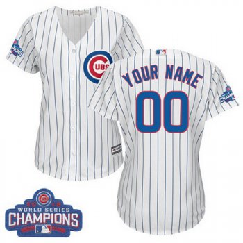 Women's Chicago Cubs Custom White Home 2016 World Series Champions Majestic Cool Base MLB Jersey