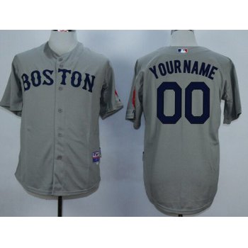 Youth Boston Red Sox Customized Gray MLB Cool Base Jersey