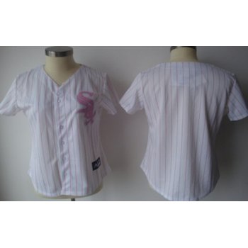 Kids' Chicago White Sox Customized White With Pink Pinstripe Jersey