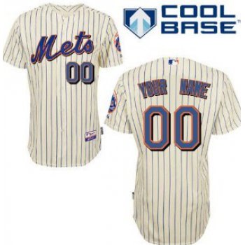 Kids' New York Mets Customized Cream Pinstripe Jersey