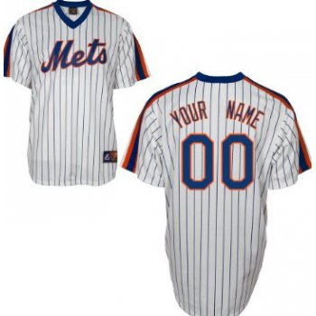 Men's New York Mets Customized White Pinstripe Throwback Jersey