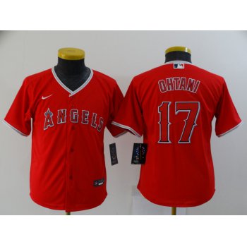 Youth Los Angeles Angels #17 Shohei Ohtani Red Stitched MLB Cool Base Nike Jersey
