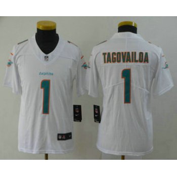 Youth Miami Dolphins #1 Tua Tagovailoa White 2020 Vapor Untouchable Stitched NFL Nike Limited Jersey