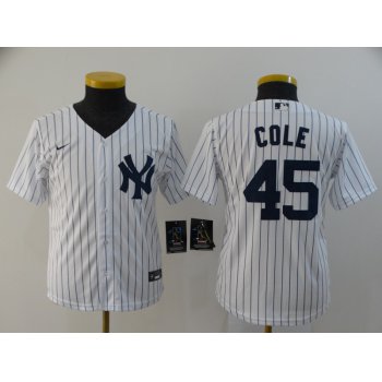 Youth New York Yankees #45 Gerrit Cole White Home Stitched MLB Cool Base Nike Jersey