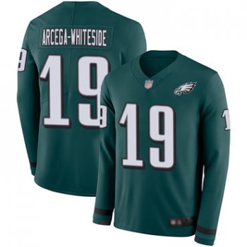 Eagles #19 JJ Arcega-Whiteside Midnight Green Team Color Youth Stitched Football Limited Therma Long Sleeve Jersey