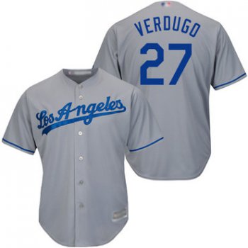 Youth Dodgers #27 Alex Verdugo Grey Cool Base Stitched Baseball Jersey