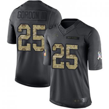 Chargers #25 Melvin Gordon III Black Youth Stitched Football Limited 2016 Salute to Service Jersey